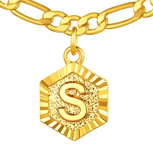 ChainsPro Initial Choker Letter S Necklace 162 Initial Letter Pendant Necklace Mens Steel Letter S Pendant