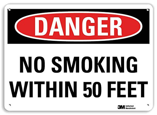 SmartSign Danger - No Smoking Within 50 Feet Sign  7 x 10 3M Reflective Aluminum