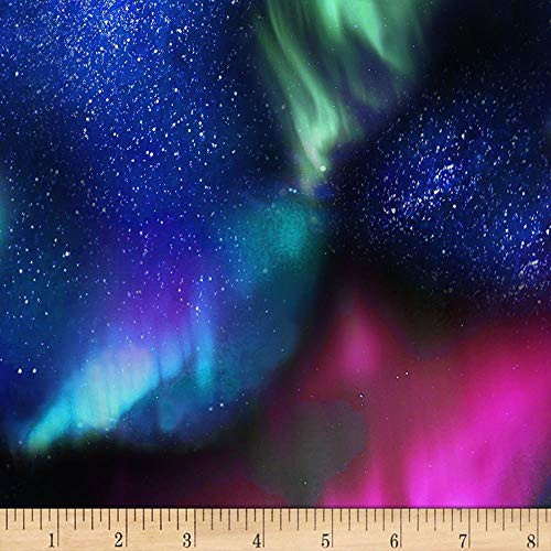 Timeless Treasures Northern Lights Aurora Sky Night Fabric Blue Fabric By The Yard