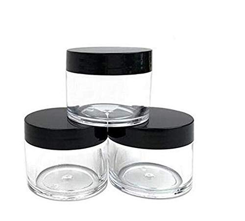 12PCS 30ml 30g 1oz Empty Refillable Clear Plastic Bottle Makeup Cosmetic Container Pot Jars Vial Storage With Black Screw Lid For Cream Lotion Lip Balm Nail Powder Eye Shadow Sample