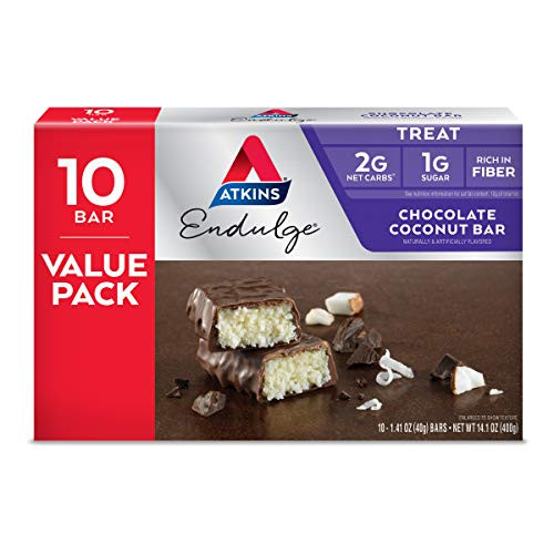 Atkins Endulge Treat Chocolate Coconut Bar_ Rich Coconut  and  Decadent Chocolate_ Keto-Friendly_ Value Pack 10 Bars