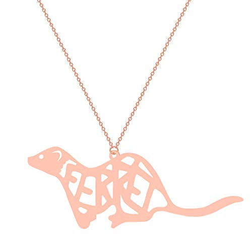 Geometric Origami Ferret Necklace Initial Letters Ferret Hollow Animal Pendant Female Jewelry rose gold Geometric Origami Ferret Necklace Initial Letters Ferret Hollow Animal Pendant Female Jewelry rose gold