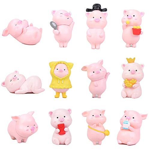 12pcs Pig Figure Animal Toys Set Pink Pig Cake Toppers Fairy Garden Miniature Piggy Figurines Collection Playset for Christmas Birthday Gift Desk Decoration 12pcs Pig Figure Animal Toys Set Pink Pig Cake Toppers Fairy Garden Miniature Piggy Figurines Collection Playset for Christmas Birthday Gift Desk Decoration