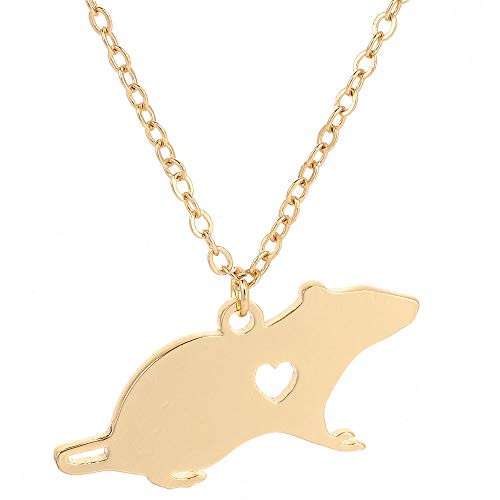 NOUMANDA Fashion Cute Mouse Engraved Heart Pendant Necklace Simple Animal Copper Jewelry gold NOUMANDA Fashion Cute Mouse Engraved Heart Pendant Necklace Simple Animal Copper Jewelry gold
