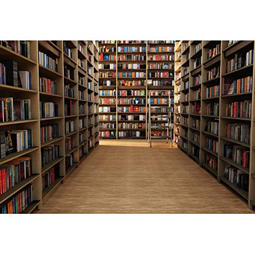 CSFOTO 7x5ft Libary Bookshelf Backdrop Study Room Books Bookstore Online Teaching Background for Photography Interior Decoration Zooming Meeting Backdrop