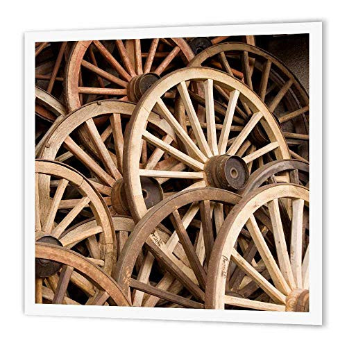 3dRose ht_69817_1 Japan, Gifu, Takayama, Antique Wagon Wheels -As15 Jme0038 John & Lisa Merrill Iron on Heat Transfer, 8 by 8", for White Material