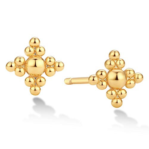 DREMMY STUDIOS Dainty Tiny Bead Stud Earrings for Women 18K Gold Plated Delicate Bead Stud Earrings Hypoallergenic Simple Ear Stud Earrings Gift for Her