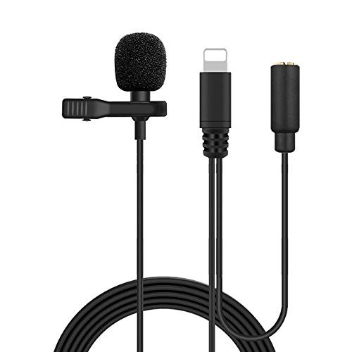 MeloAudio Lavalier Lapel Microphone with Headphone Monitoring Omnidirectional Condenser Mic Clip-on Lavalier Mic for Podcast YouTube Interview Vlogs Video Recording iOS Devices Noise Cancelling Mic