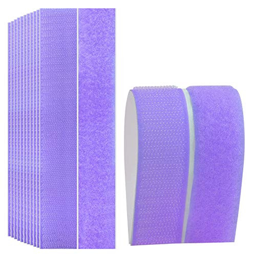 Hook Loop Strips with Adhesive - Melsan Industrial Strength Sticky Back Fasteners Hook and Loop Tape for Home Organization or Classroom DIY Craft  Purple 12 Pairs 1x7 Inch