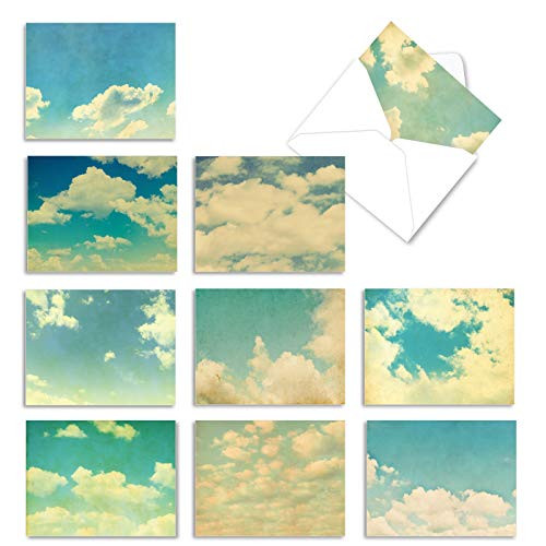 The Best Card Company - Box of 10 All Occasion Cards Blank 4 x 5_12 Inch - Scenic Landscape Cards Assorted - Cloud 9 M2036