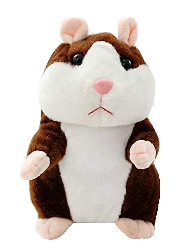 OZIF Talking Hamster Interactive Stuffed Plush Animal Talking Toy Cute Sound Effects with Repeats Your Said Voice 15cm Brown
