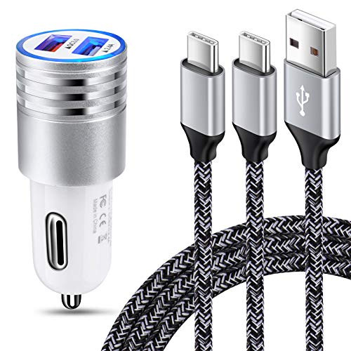 Dual USB C Car Charger 5V2_4A  and 18W QC 3_0 Fast Charger Car Adapter Compatible for Samsung Galaxy S20 FE S10e S9 A20 A10E A51 A71 Note 20Ultra 10 9 Google Pixel 5 4A 3A LG K51 Stylo 6 5 4 6FT Cord