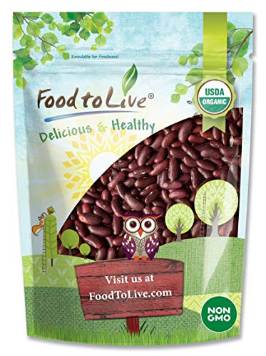 Organic Dark Red Kidney Beans 1 Pound - Non-GMO Kosher Raw Sproutable Vegan