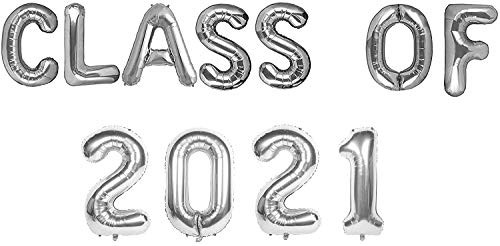 Class of 2021 Balloons Banner Silver 16 inch letter Balloons Foil Mylar Balloons Set for Graduation Party Decorations SuppliesGraduate BalloonsRetirement Congrats Grad Party Supplies Silver2021