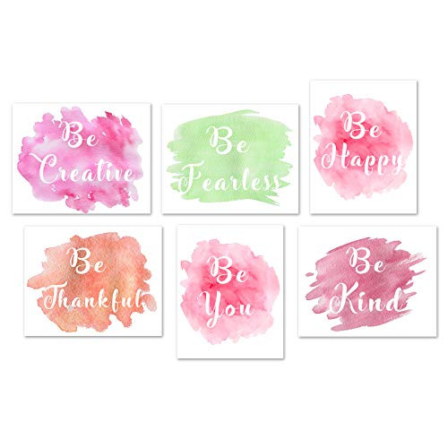 Inspirational Wall Art Canvas Quotes - Motivational Canvas Art Print Positive Saying Posters Home Office Decor Watercolor Word Wall Art Kids Room Classroom Nursery Decorations 8x10inches Unframed