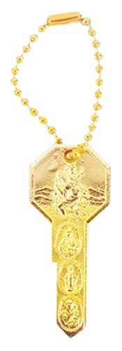 WJ Hirten 1415-07 Gold Color Plated Saints On A Ball Key Ring