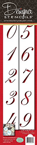 Designer Stencils C142 1.75 Inch Script Numbers Cake Stencils, Beige/semi-transparent