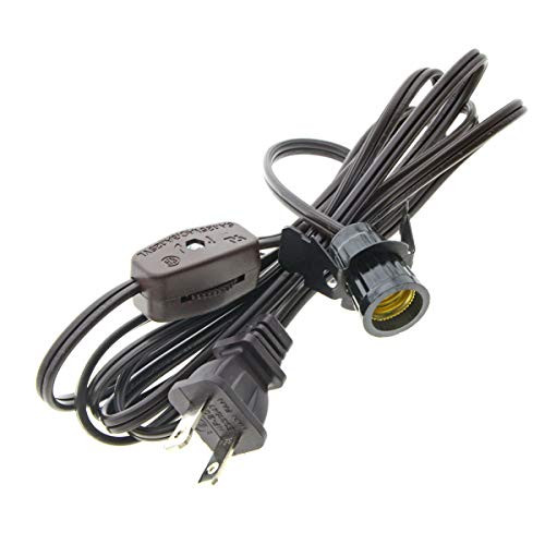 Penck UL Listed US Plug Electrical Lamp Cord SPT-1 6 Feet with Snap- in Pigtail Candelabra-Base Socket Cord Sets win-line Cord Switches Brown