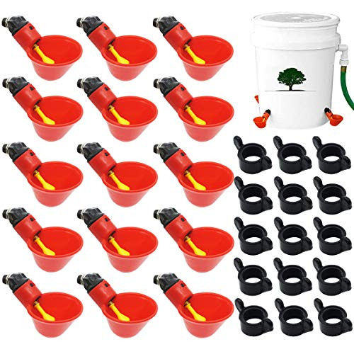 Jyongmer 15Pcs Fully Automatic Poultry Drinking Machine Chicken Drinking Cup?Chicken Water Nipple Drinker Feeders Waterer Poultry Drinking Machine for Chicken Quail Pigeon