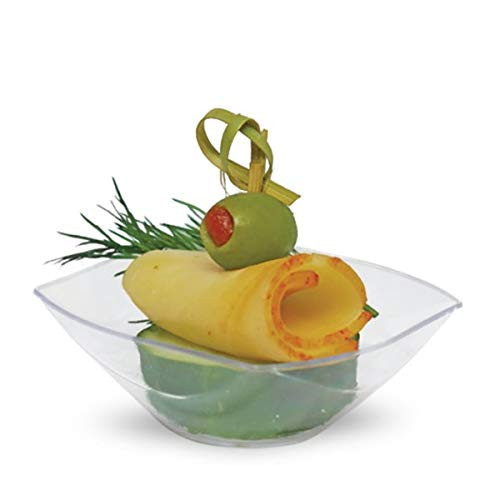 Majestic Settings Mini Collection Mini Wave Shaped Bowl Heavyweight Clear Plastic Elegant Disposable 1_5oz Wavy Bowl_ 24 CT