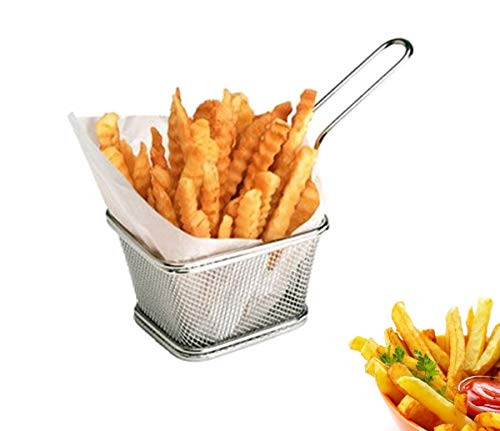 Stainless Steel Mini Square Fry Basket French Fries Holder Fried Food Table Serving Small 4inch