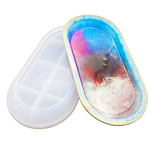 Silicone Resin Molds Oval Dish Epoxy Resin Silicone Molds Dishes Plate Casting Mold for DIY Soap Dish Home Decoration Jewelry Tray