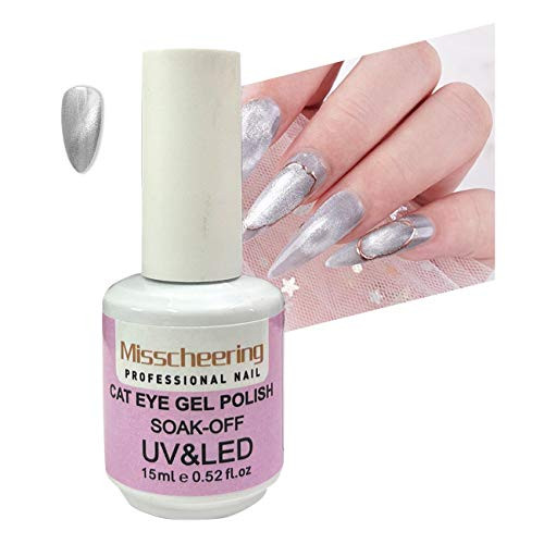 KWOLYKIM 15ml 9D Wide Cat Eyes Nail Polish Base Coat with Magnetic Bright Silver UV Gel Nail Polish Enamel Lacquer Glitter Nail Art Varnish Silver KWOLYKIM 15ml 9D Wide Cat Eyes Nail Polish Base Coat with Magnetic Bright Silver UV Gel Nail Polish Enamel Lacquer Glitter Nail Art Varnish Silver