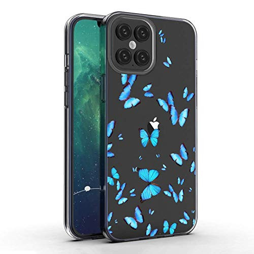 2020 Blue Butterfly case for iPhone 12iPhone 12 Pro Case Slim Clear Phone Case Soft Rubber Flexible Silicon Shockproof Protective Case for iPhone 12iPhone 12 Pro