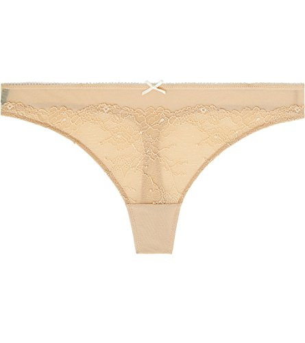 Heidi Klum Heidi Womens French-Cut Lace Thong Small Beige
