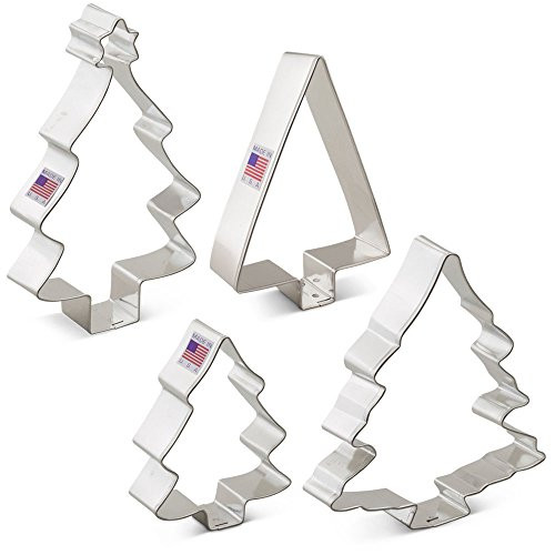 Christmas / Holiday Tree Cookie Cutter Set - 4 Piece - Ann Clark Cookie Cutters - US Tin Plated Steel Christmas / Holiday Tree Cookie Cutter Set - 4 Piece - Ann Clark Cookie Cutters - US Tin Plated Steel