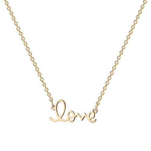 MYEARS Women Word Love Necklace Gold Cursive Pendant 14K Gold Filled Chain Dianty Boho Beach Simple Handmade Jewelry Gift MYEARS Women Word Love Necklace Gold Cursive Pendant 14K Gold Filled Chain Dianty Boho Beach Simple Handmade Jewelry Gift
