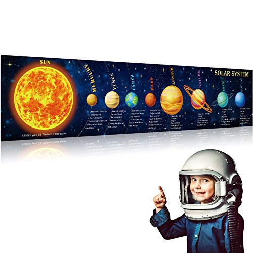 Solar System Poster Science Banner Large Educational Kids Outer Space Banner Poster Background Classroom Planetary Poster for Kids Classroom Bedroom Wall Art Educational Decorations 70_9 x 15_7 Inch