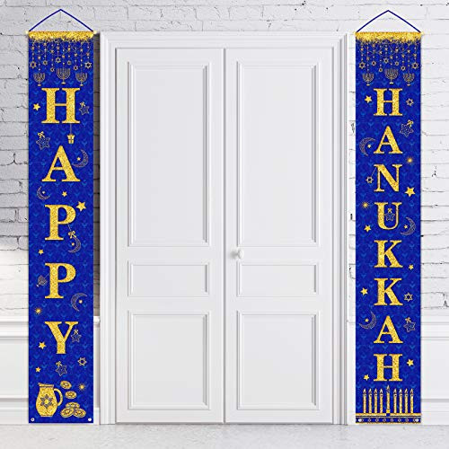 Whaline Happy Hanukkah Porch Sign Chanukah Banners Decorations Hanukkah Hanging Blue Welcome Sign for Home Holiday Party Outdoor Decor 12 x 72 in Whaline Happy Hanukkah Porch Sign Chanukah Banners Decorations Hanukkah Hanging Blue Welcome Sign for Home Holiday Party Outdoor Decor 12 x 72 in