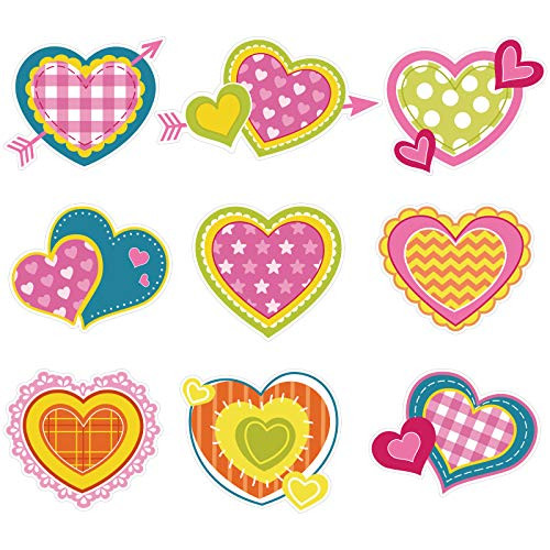 45 Pieces Assorted Color Education Hearts Cut-Outs Valentine Themed Cutouts with Glue Point Dots for Bulletin Board Classroom Decoration Valentines Day Wedding Anniversary Party Supplies 5_9 Inches