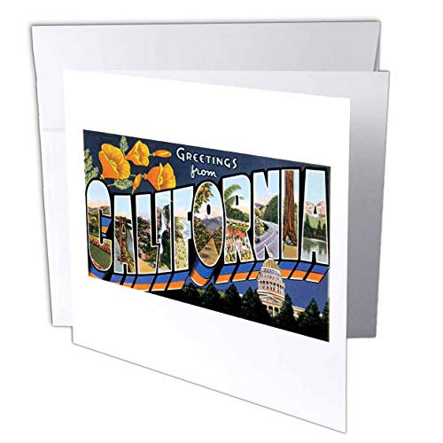3dRose Greetings from California with Bold Letters Filled with Scenes of California - Greeting Cards 6 x 6 inches set of 6 gc-160729-1