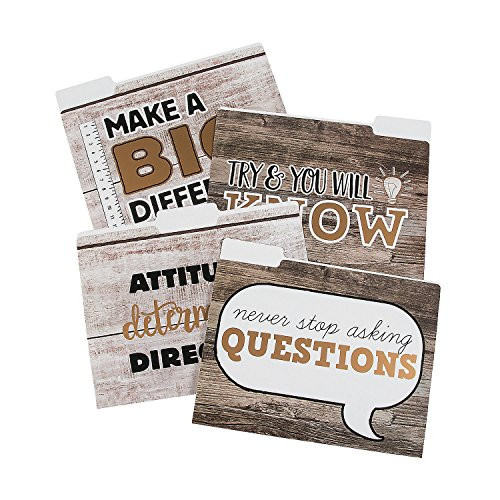 Fun Express Rustic Classroom File Folders - 12 Pieces - Educational and Learning Activities for Kids