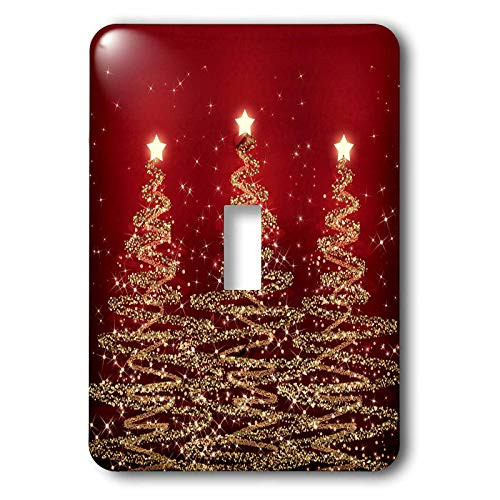 3dRose lsp-41060-1 Sparkling Christmas Trees Red Single Toggle Switch