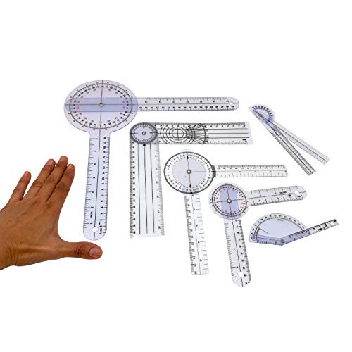 Goniometer Kit Physical Therapy Set That Measures Joints Range of Motion_ 6 pcs That Includes 1286 Spinal Finger and 6-in 180 Degree_ Also Used in Occupational Therapy Clinical Home Use_