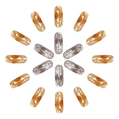 UNICRAFTALE 2 Colors About 100pcs Stainless Steel Ball Chain Connectors Fit for 3_2mm Ball Chain Beaded Chain End Clasp Connectors for Key Chain Necklace Beaded Chain Repairing