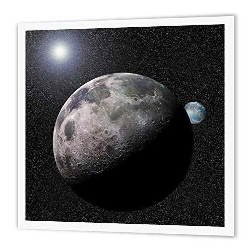 3dRose ht-19949-3 Moon Dance Solar System Scene of Planet Earth  and  Moon Dancing in Space Orbit Iron on Heat Transfer 10 by 10 for White Material