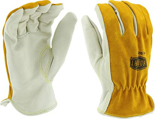 West Chester IRONCAT 9414 Premium Grain/Split Cowhide Leather Driver Work Gloves: Tan/Grey, XXX-Large, 1 Pair