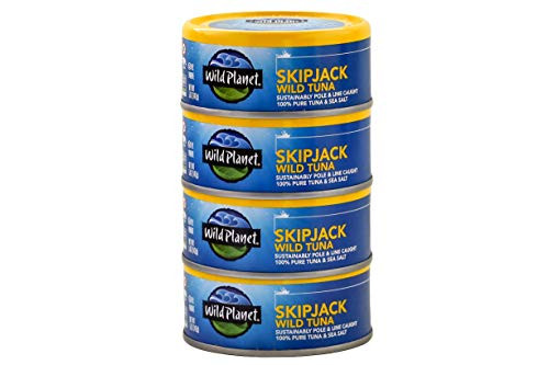 Wild Planet Skipjack Wild Tuna Sea Salt Keto and Paleo 3rd Party Mercury Tested 5 Ounce Pack of 4