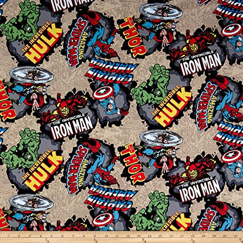 Springs Textiles Marvel Comics Cotton Comic Burst Fabric Red Fabric By The Yard