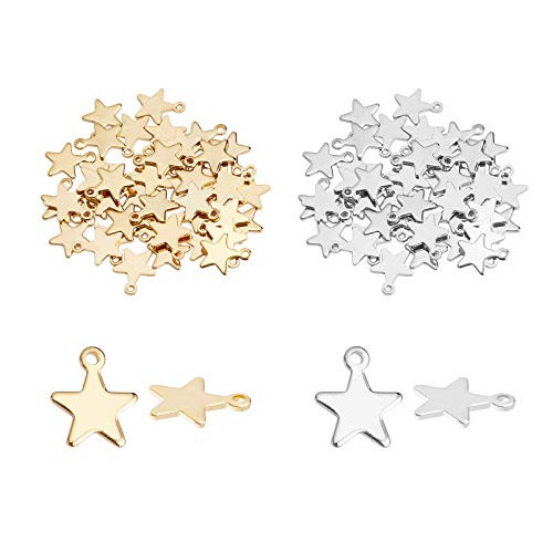 UNICRAFTALE 100pcs Star Charm 2 Colors Metal Pendants Stainless Steel Charms 1_4mm Hole Flat Charms Pendant for DIY Jewelry Making Craft 10x8_5x1mm UNICRAFTALE 100pcs Star Charm 2 Colors Metal Pendants Stainless Steel Charms 1_4mm Hole Flat Charms Pendant for DIY Jewelry Making Craft 10x8_5x1mm
