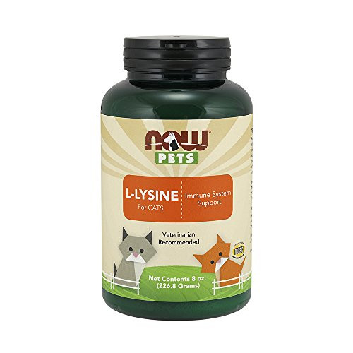 NOW Pet Health L-Lysine Supplement Powder Formulated for Cats NASC Certified 8-Ounce