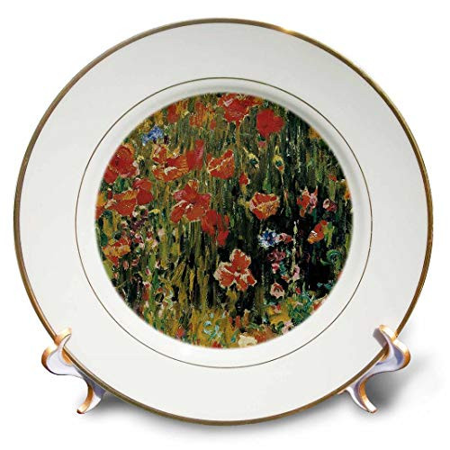 3dRose cp_126528_1 Poppies by Robert Vonnoh Impressionist Flower Garden Porcelain Plate, 8"