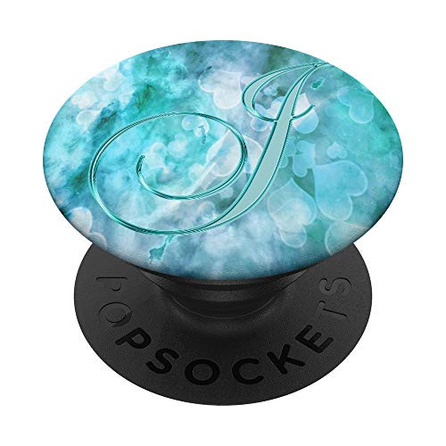 J Teal Hearts Shape Geometric Love Initial Monogram Letter PopSockets Grip and Stand for Phones and Tablets