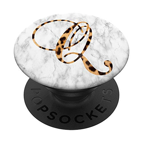 Q Leopard Cheetah Print Watercolor Monogram Initial Letter PopSockets Grip and Stand for Phones and Tablets