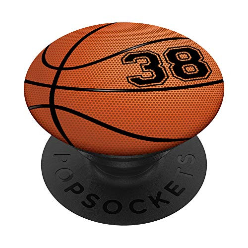 Basketball Jersey Number 38 Thirty Eight No 38 Game Ball PopSockets Grip and Stand for Phones and Tablets