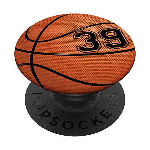 Basketball Jersey Number 39 Thirty Nine No 39 Game Ball PopSockets Grip and Stand for Phones and Tablets